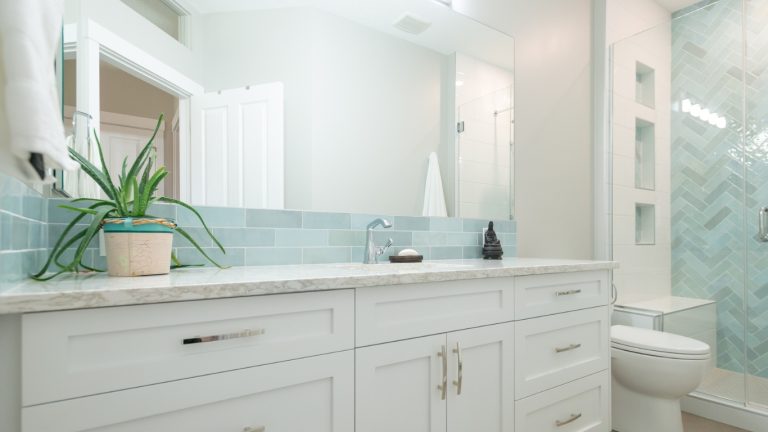 Blue Bathroom Awlridge Renovations